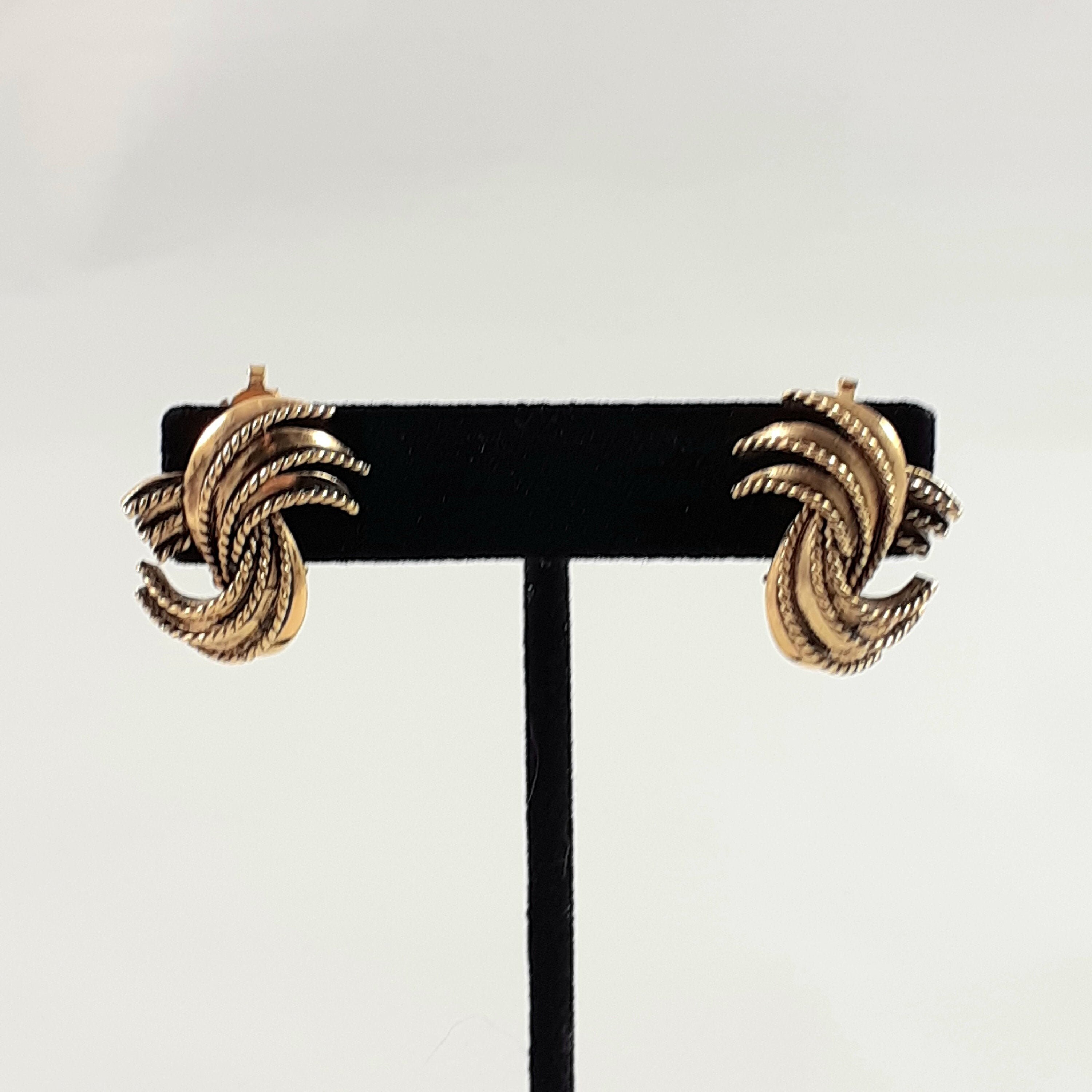 Signed FAC Butler Clip on Earrings, Gold Tone, Vintage Clip