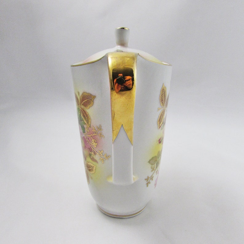 Schumann Arzberg Small Coffee Pot 6.5 Inches Tall Wild Rose Pattern Vintage Teapot Bavaria Tea Pot Germany Bone China Teapot