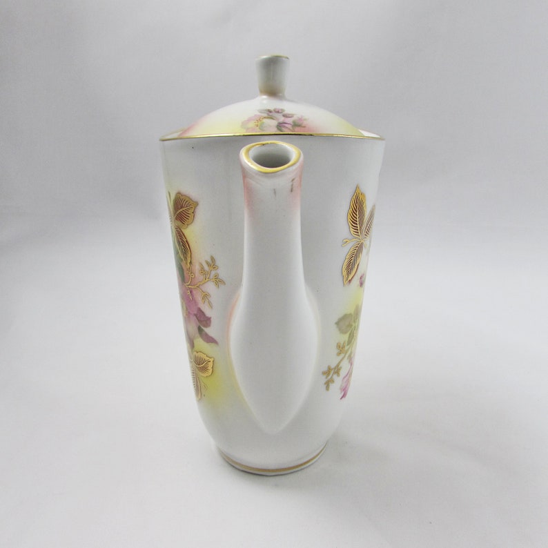 Schumann Arzberg Small Coffee Pot 6.5 Inches Tall Wild Rose Pattern Vintage Teapot Bavaria Tea Pot Germany Bone China Teapot