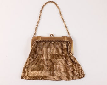 Vintage Whiting & Davis Gold Mesh Purse, Evening Bag, Gold Tone