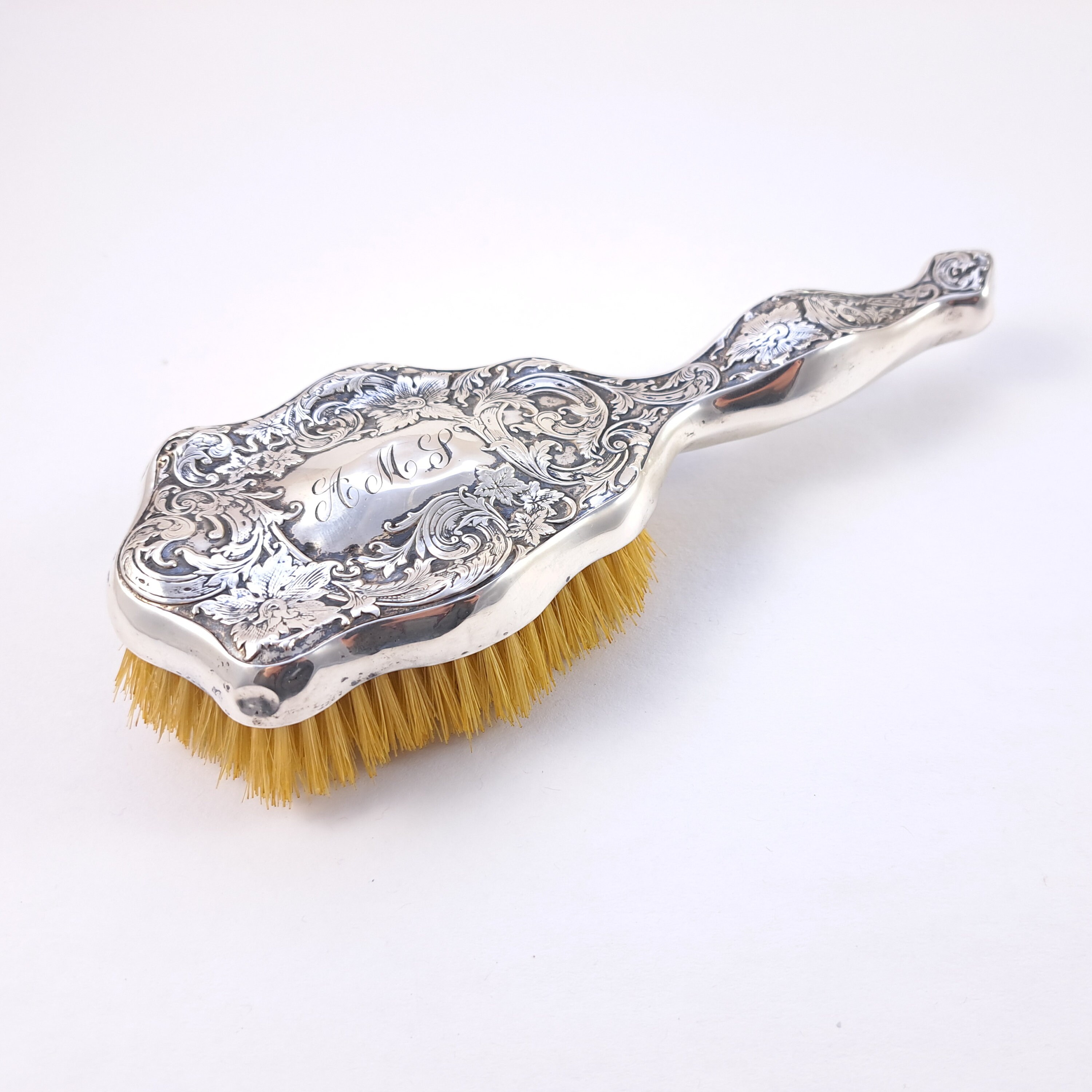 Unique Vintage Silver Hair Brush Antique Silver Handled Hairbrush, With Gorgeous Monogrammed  main image 2