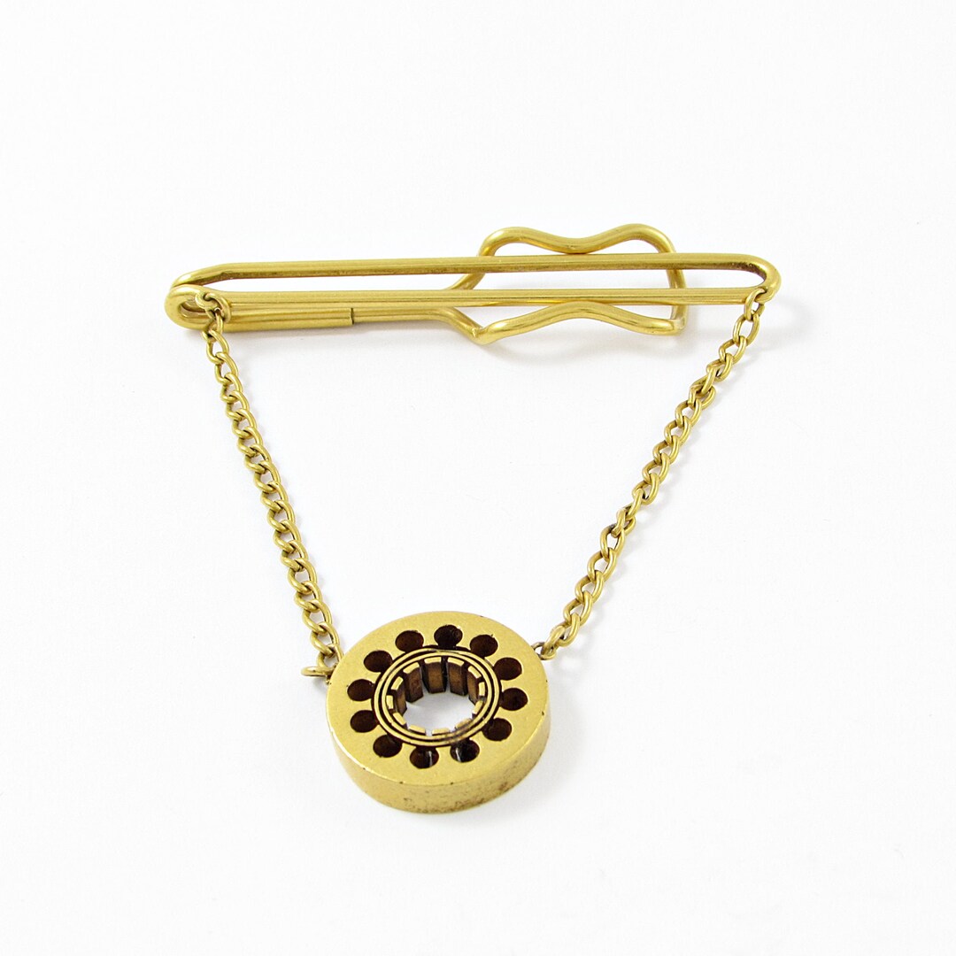Vintage Hadley USA Tie Chain Gold Tone Tie Bar Clip With Etsy