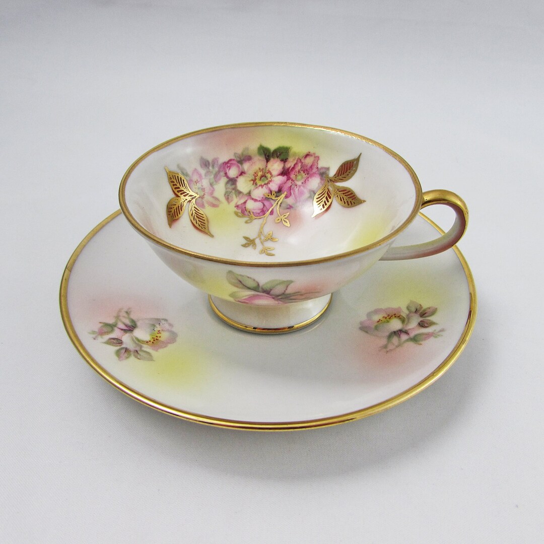 Schumann Arzberg Wild Rose Demitasse, Small Tea Cup and Saucer, Bavaria ...