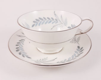 Paragon Tea Cup and Saucer Set with Blue Grass Pattern, Vintage English Bone China