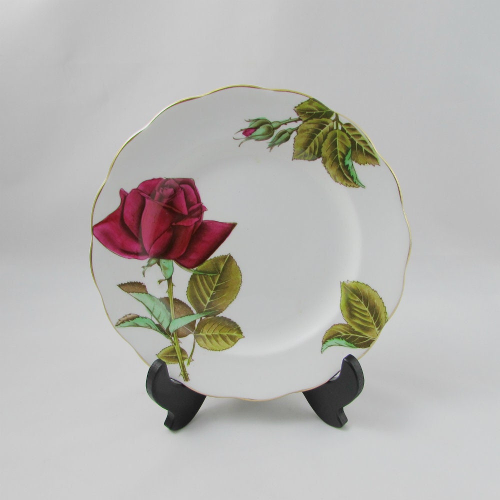 English Rose Plate with Large Red Rose Royal Standard Vintage Etsy