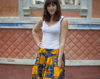 GONNA A RUOTA in stoffa Africana / Women's flared skirt in African Fabric