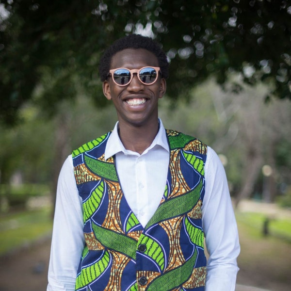 Gilet uomo in Stoffa Africana / Gilet for man in African fabric