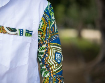 Abbigliamento Abbigliamento uomo Camicie e magliette Camicie eleganti Camicia Uomo manica lunga in STOFFA AFRICANA/ Shirt with long sleeve Man in african fabric 
