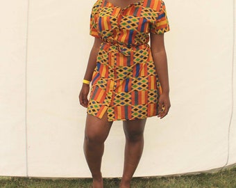 Shirt dress in African fabric/ shirt dress in African fabric