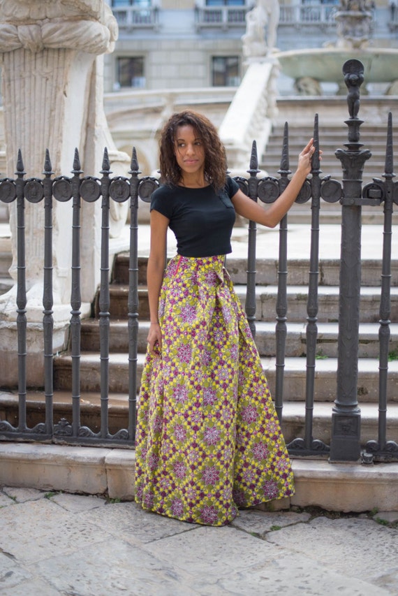 Va a la estocada en stoffa africana / Falda larga de mujer en - Etsy España