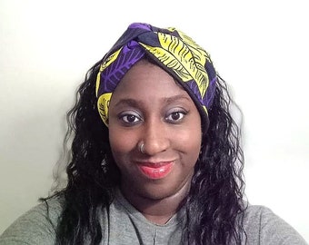 Winter HEADBAND made with African Wax fabrics and Pile