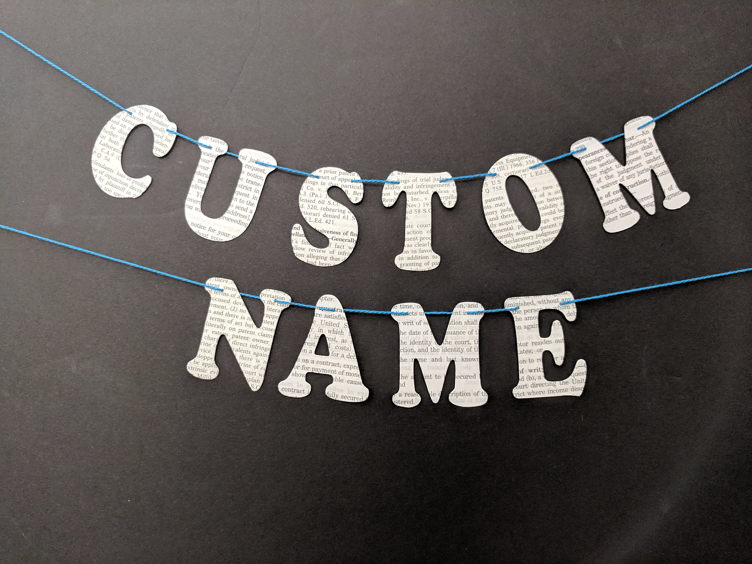 Legally A Banner Personalized Letters Made From Law Books Etsy