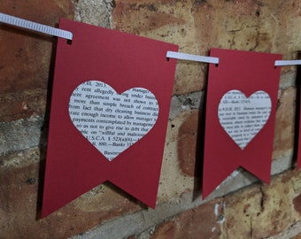 Lawyers in Love - Legally Romantic Banner Bunting -  Made from Law Books
