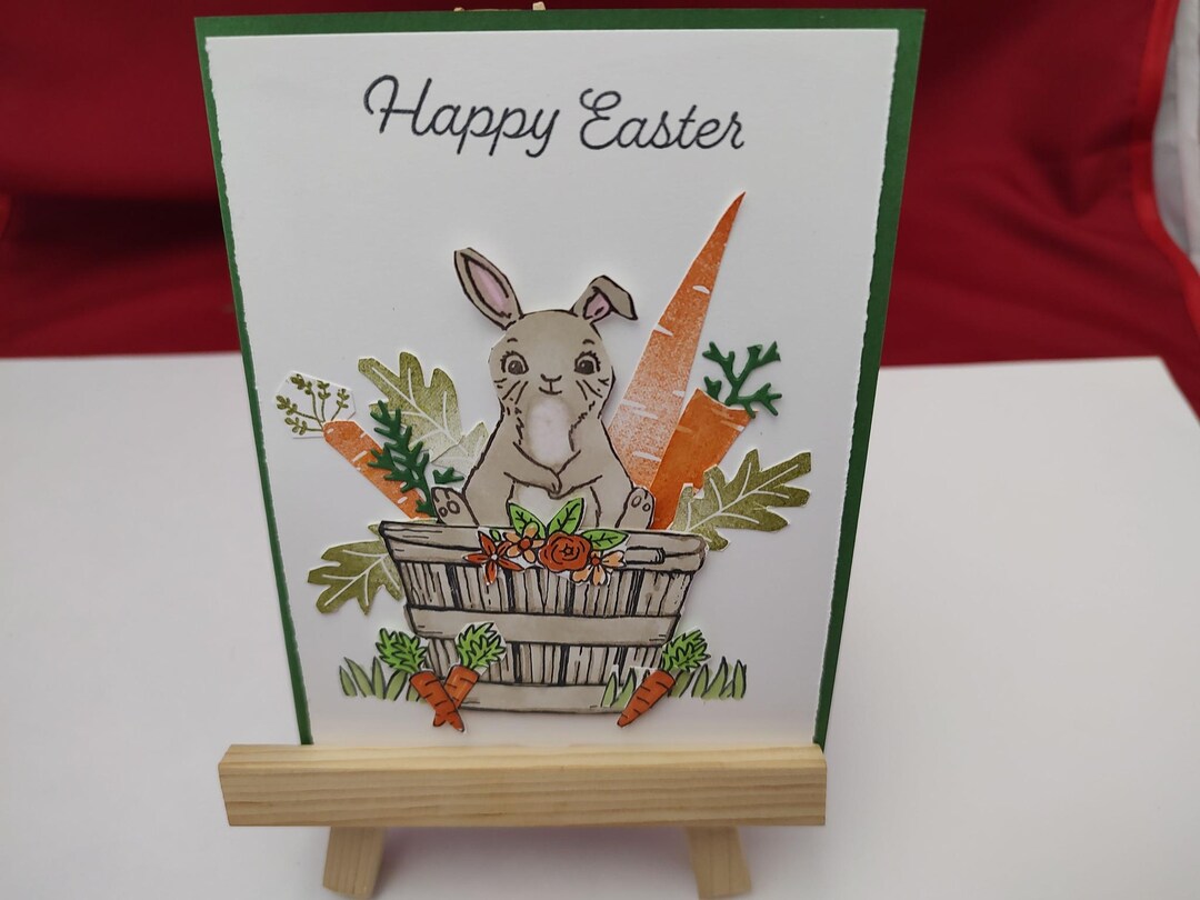 Easter Bunny in Basket Handmade Easter Card - Etsy