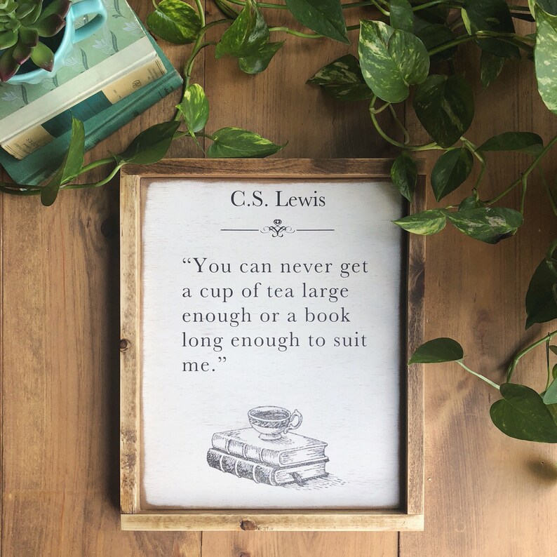 Book Page Decor Lewis Quote 16.5 x 13.5 Tea and Books C.S Framed Wood Sign Wall Art
