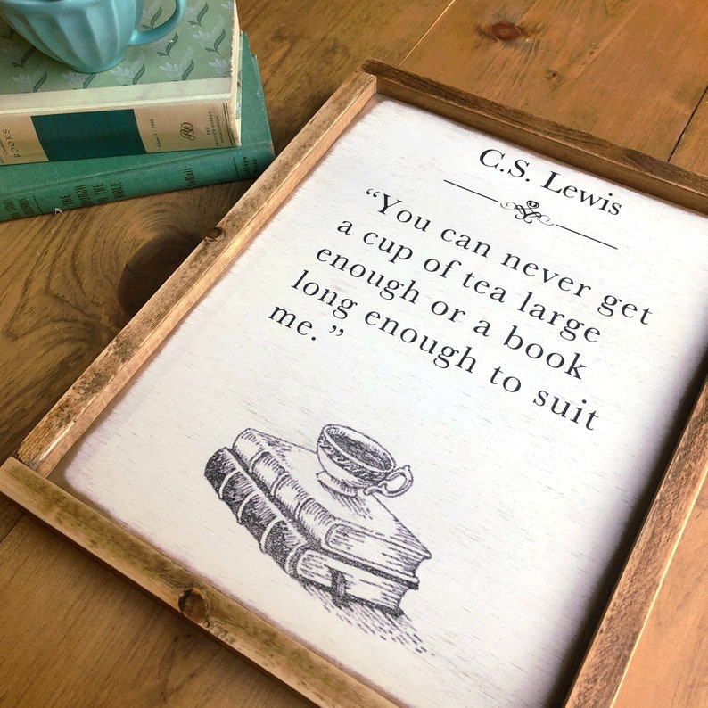 Book Page Decor Lewis Quote 16.5 x 13.5 Tea and Books C.S Framed Wood Sign Wall Art