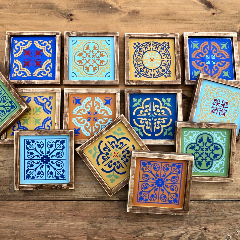 Custom Color Moroccan Tile Wall Art Moroccan Style Wood Sign Etsy