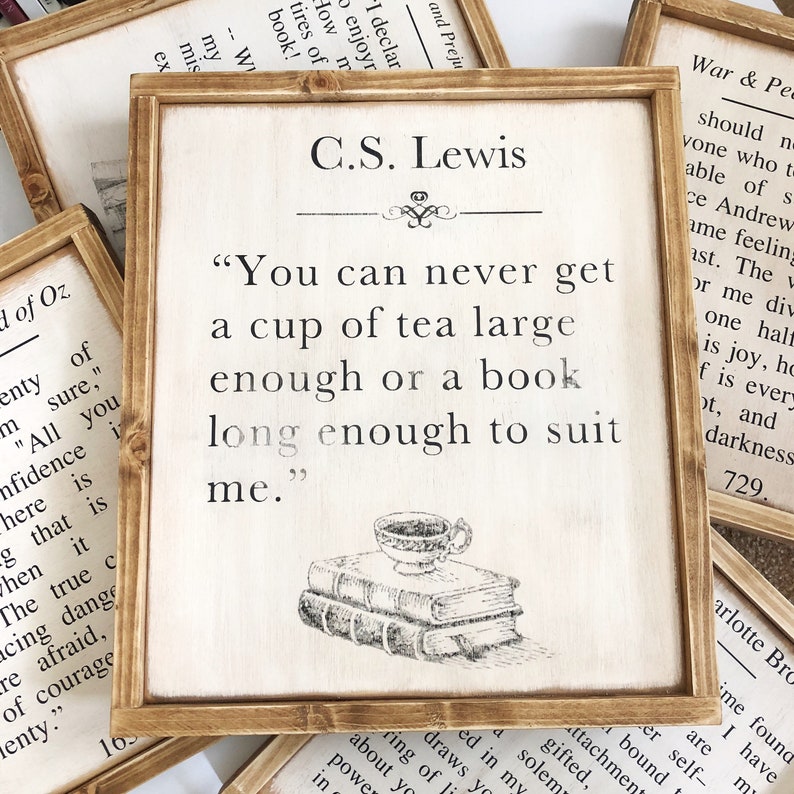 Book Page Decor Lewis Quote 16.5 x 13.5 Tea and Books C.S Framed Wood Sign Wall Art