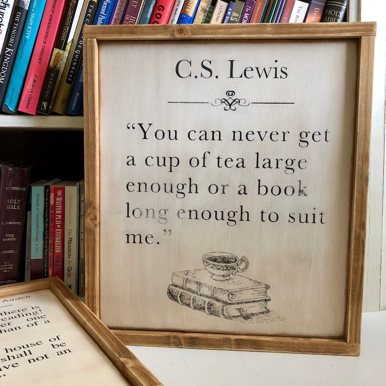Book Page Decor Lewis Quote 16.5 x 13.5 Tea and Books C.S Framed Wood Sign Wall Art