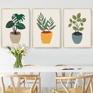 Set of 3 Prints, Printable Wall Art, Botanical Print Set, Scandinavian Modern, Modern Minimal Art, Botanical Wall Art, Kitchen Art Print set