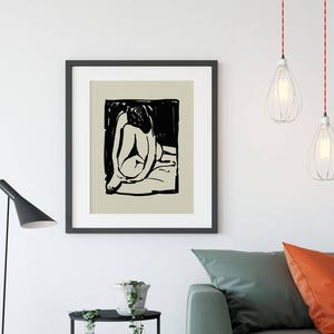 Abstract painting. Ink Painting on paper, woman painting, 16x20 print, 10x8 print, minimal art, Digital Download art, Black and white print