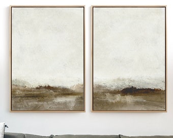 Neutral Abstract Landscape Art Prints: Beige, Black, and Gold Set (Digital Download)