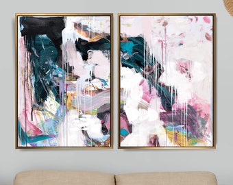 Set of 2 Prints, Abstract Art Print Set, 2 Abstract Prints, art to download, Printable Abstract, instant download, Pink Art, A1 Prints