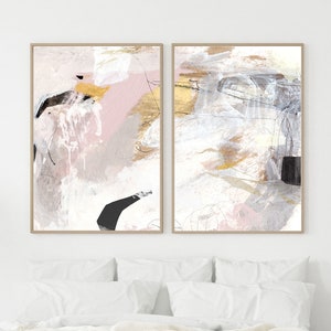 Set of 2 Prints, Abstract Art Prints, Rose Pink and Gray Wall Art, Printable Abstract Art, 24x36 Art, A2, instant download Art, Dan Hobday