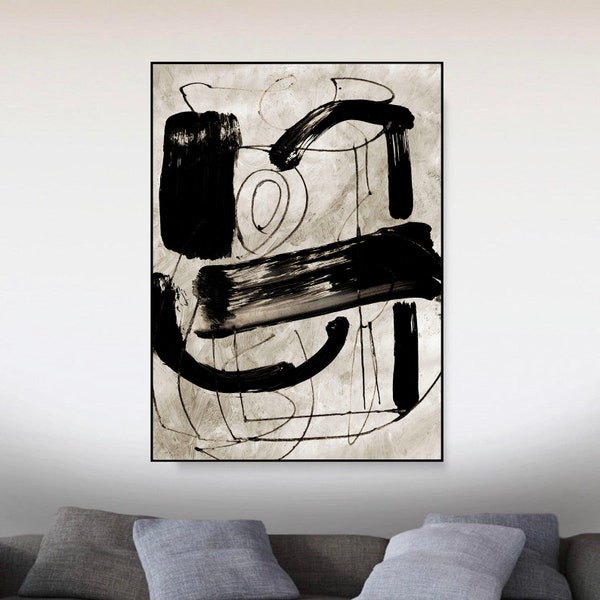 Printable Abstract, Large Wall Art, Vintage Style Print, abstract art, Original Art, Minimalist Art, Mid Century Art, Black and White art