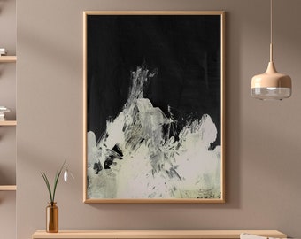 Large Abstract Painting, Large Modern wall art, Black and White, Neutral Wall Art, Printable Abstract Art, 24x36, Dan Hobday Art, 20x30