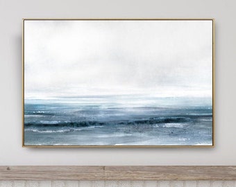 Grande peinture de paysage, grand art de mur, art bleu, grande peinture abstraite, art imprimable, art minimal de mur, 24x36 art de mur, Dan Hobday