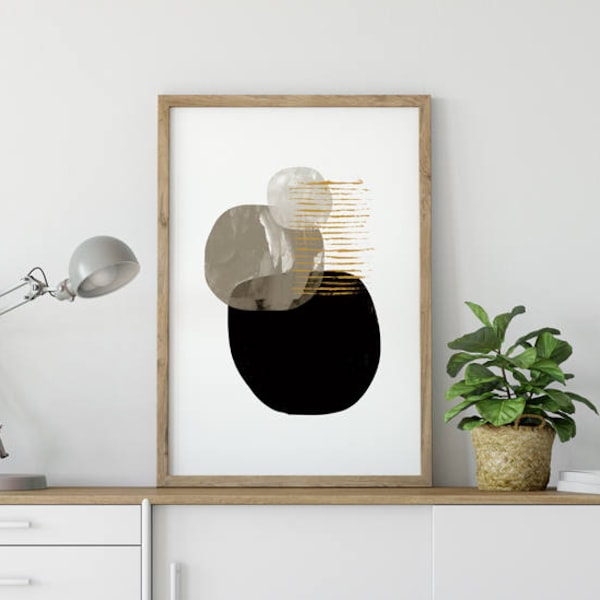 Large Abstract, Minimalistic Painting, Printable Art, Art to download, Large Art Prints, 16x20 print, A1 Print, Black and Gold, hand painted