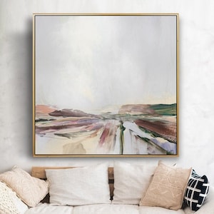 Large Landscape Painting, Large wall art, Abstract Landscape, Modern Painting, Printable Art, Dan Hobday, 40x40 Wall art Orange and Pink Art