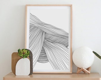 Large Abstract, Minimalistic Painting, Printable Art, Line Art Prints, Dan Hobday Art, Black White art, Hand-drawn Art, Oversized wall art