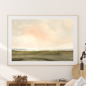Large Neutral Landscape Painting: Modern Printable Wall Art (Digital Download)