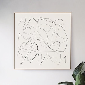 Arte abstracto grande, arte minimalista grande, arte de Dan Hobday, arte abstracto imprimible, 40x40, arte de pared neutral, arte de pared de granja moderna, lápiz