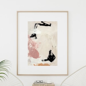 Large Abstract Painting, Peach Pink and Orange Wall Art, Modern Wall