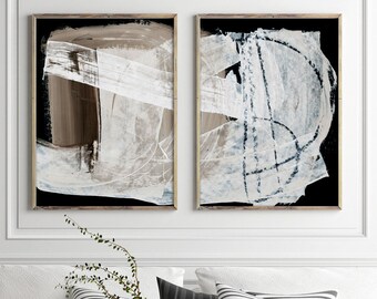 Set of 2 Prints, Large Abstract, Abstract Painting, Dan Hobday Art, Printable Art, Large Art Prints, 24x36 print, Neutral Wall Art, 2 Prints