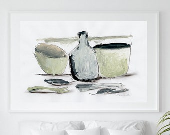 Large Still Life Painting: Neutral Abstract Wall Art (Digital Download)