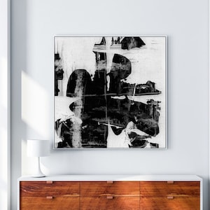 Large Abstract printable art, Black and White Minimal, Square Prints, Abstract paintings instant download art, 40"x40" large abstract art