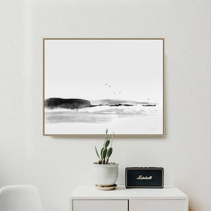 Beach Painting,Sea Rock Minimal Art, Printable Art Prints, Dan Hobday Art, digital download art, nature art, minimal wall art prints image 1