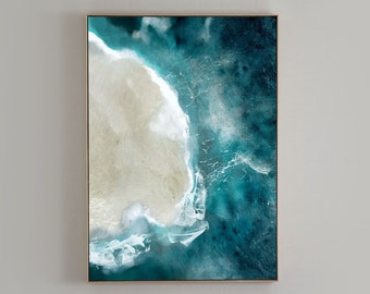 Printable Abstract Art, Beach Painting, Digital Download, Wave Painting, Large wall art, Ocean Art, Ocean Print, A0 art, Aqua blue art print