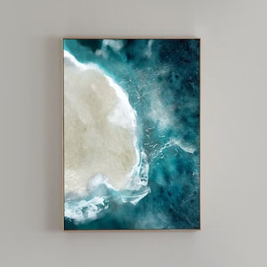 Abstraktes Gemälde Strand: Aqua Blau Ozeanwelle Kunst (Digitaler Download)