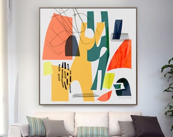 Large Square Abstract Art Print: Modern Minimal Painting (Digital Download)