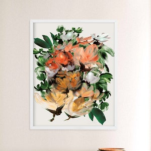 Floral Wall Art Print, Printable Art, Botanical Wall Art, Farmhouse Decor, Orange Art, Botanical Prints, Flower Art Print, Boho art Print