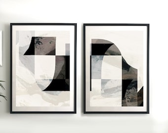 Abstract Art Print Set: Modern Geometric Wall Decor (Digital Download)