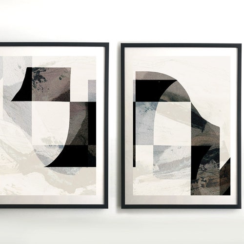 Set of 2 Prints Abstract Art Prints Large Wall Art Etsy