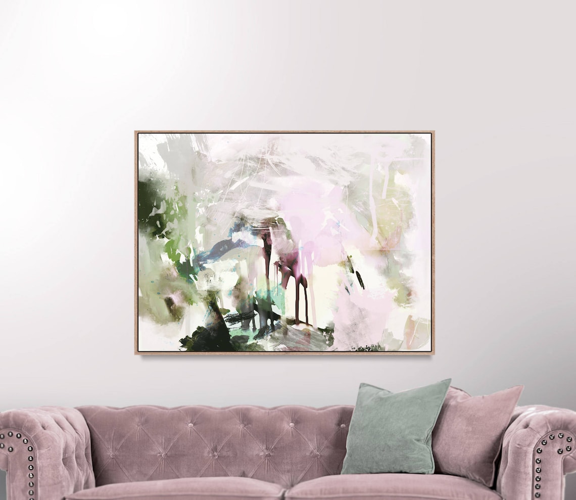 Printable Abstract Art Green and Pink Wall Art Instant Etsy UK
