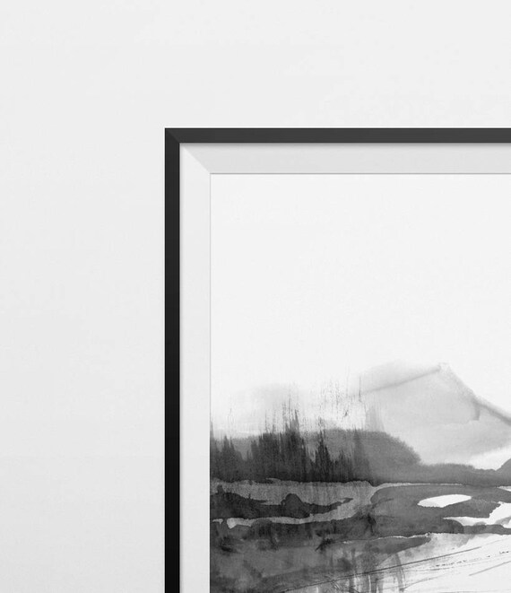 ミニマリストの白黒風景画アートプリント（デジタルダウンロード