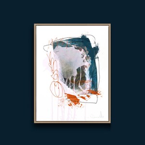 Printable Abstract Art, Navy Blue and Pink Art, Instant Download Art ...